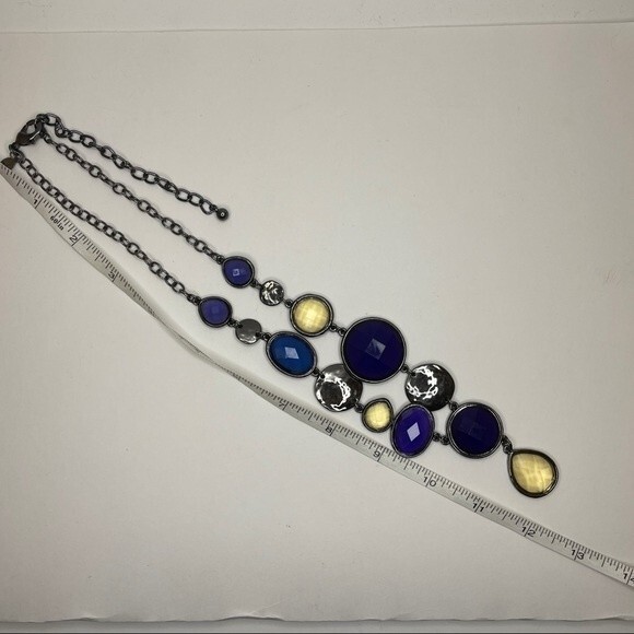 Chico's Necklace Gun Metal Tone with Multi Colored Cabochons - Picture 8 of 10